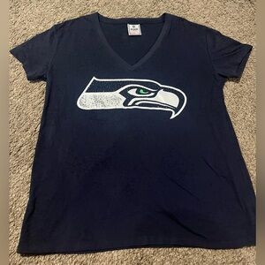 NFL Pink By Victoria's Secret Seattle Seahawks Burnout T-Shirt W/Crystals- Small